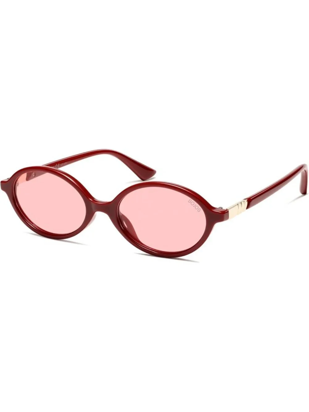 SOJOS Women's Light Red Polarized Retro Oval Sunglasses Vintage Trendy Designer